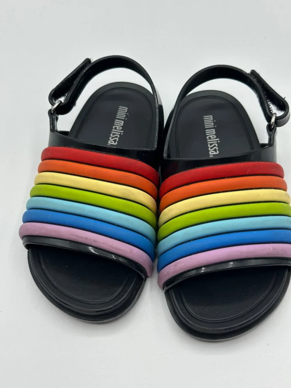 Mini Melissa Beach Slide Sandals Rainbow Black Girls Toddler US 8